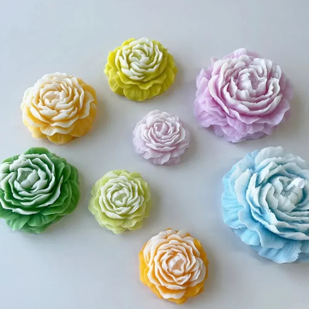 Soap Making Gifts - 3D Peony Candle Silicone Mold DIY