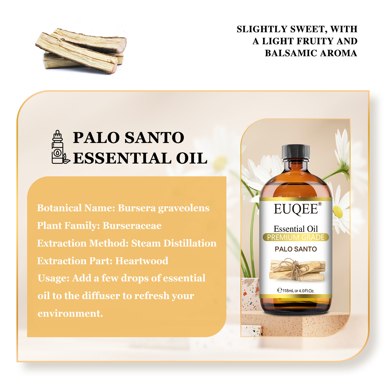 EUQEE 118ml Essential Oil Palo - Soap Making Ingredients recension och pris