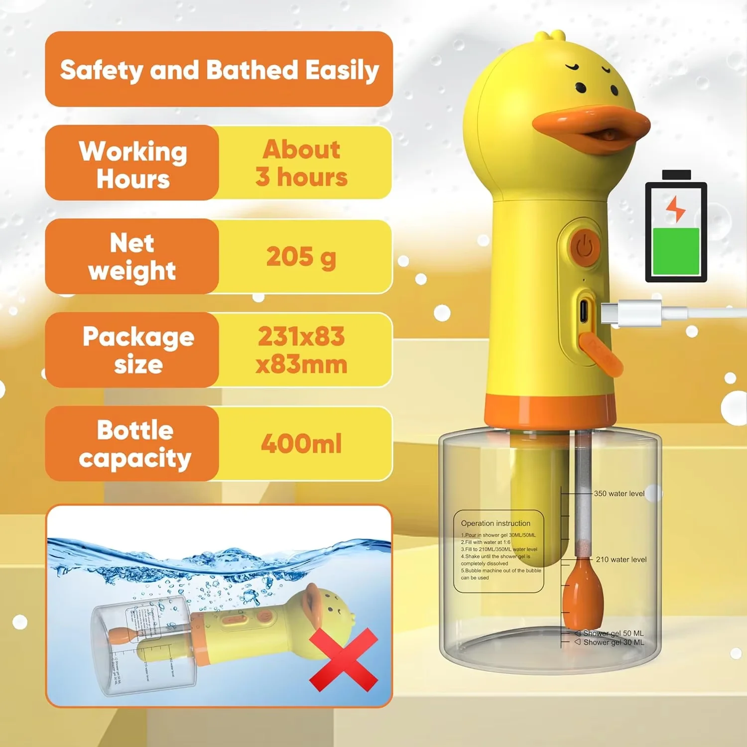 Cute Duck Pet Cleaning Bathing - Soap Making Foam recension och pris